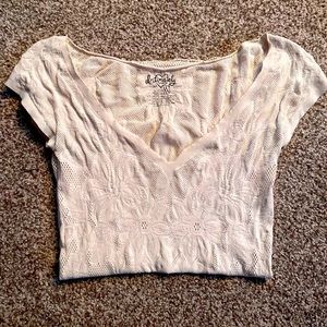Intimately Free People Lace Mesh Baby Tee